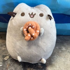 Pusheen Gray Plush Cat with Orange Polka Dot Pretzel